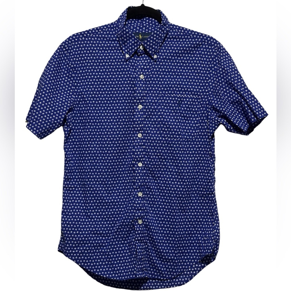Men’s Ralph Lauren Short Sleeve Buttondown-Royal Blue-Slim Fit Medium